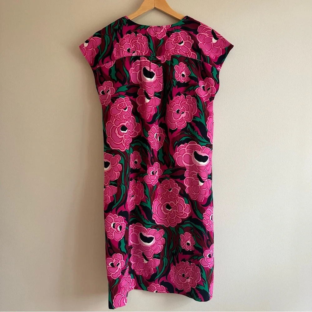 Talbots Sleeveless‎ Floral Sheath Dress w/ Belt Women’s M | Peony Print V‑Neck